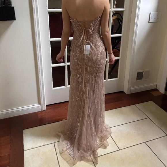 La Divine CC416 Dress Mocha/Champagne - Picture 2 of 13